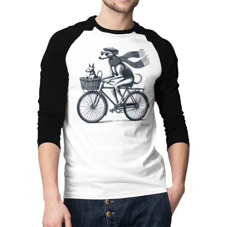 Italian Greyhound Whippet Bicycle Cycling Dog Mom Iggy Dad Men Baseball Raglan Shirt