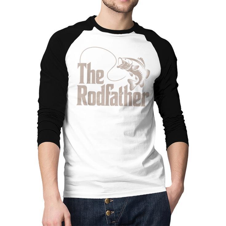 Rodfather Bass Fish Dad Joke Fishing Daughter Son Men Baseball Raglan Shirt