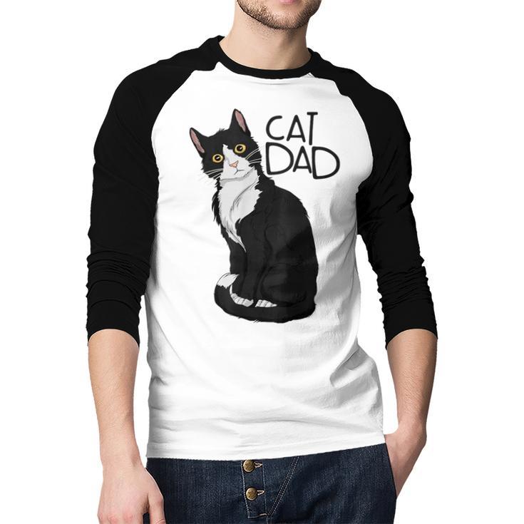 Tuxedo Cat Dad Cat Dad Tuxedo Cat Dad Men Baseball Raglan Shirt