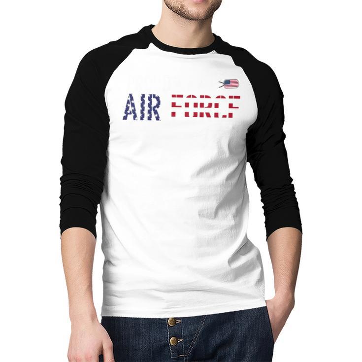 US Flag Proud Air Force Dad Men Baseball Raglan Shirt