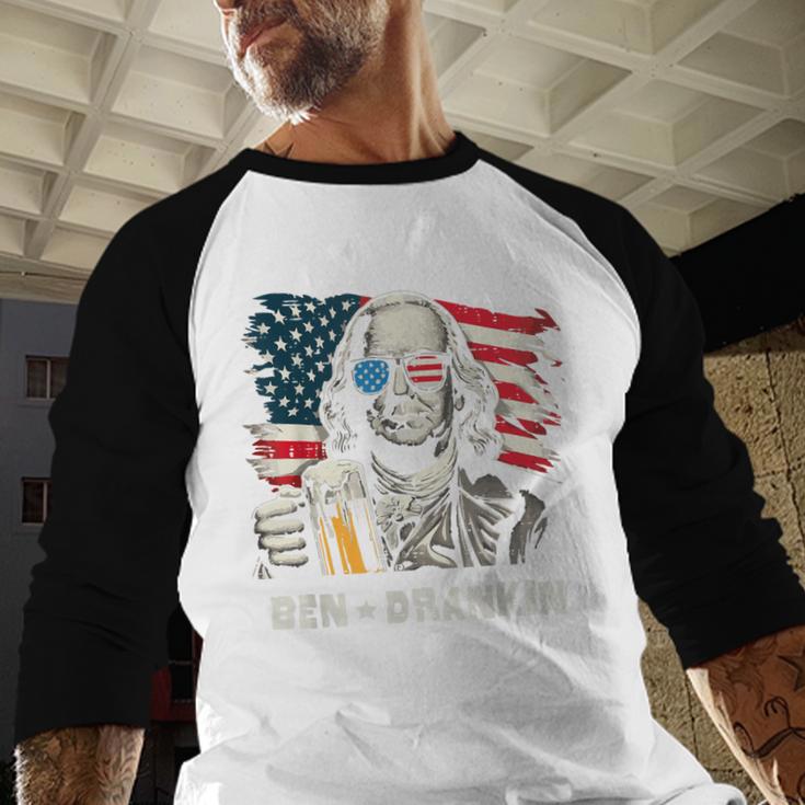 4th Of July Franklin Ben Drankin American Dad Men Women Men Baseball Raglan Shirt
