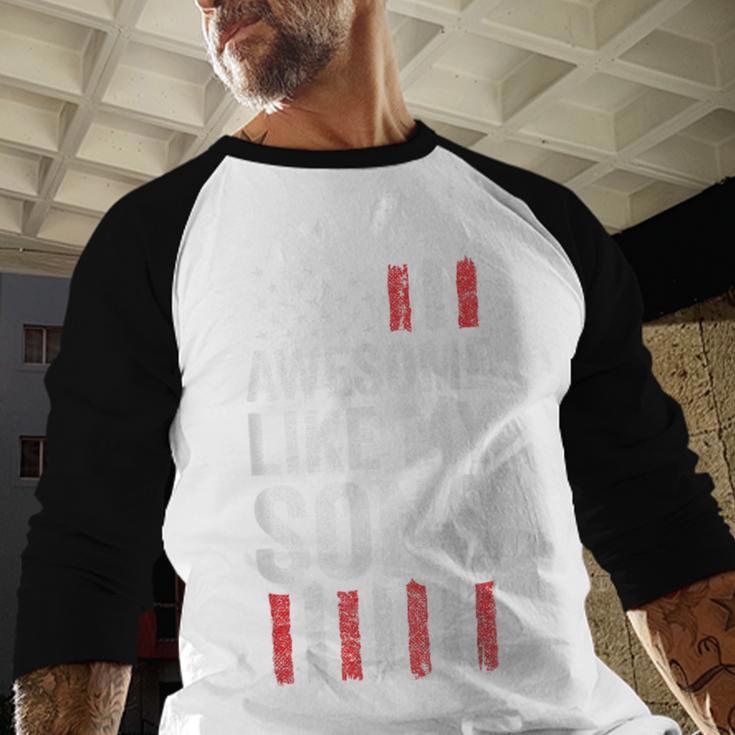 American Flag Dad Mom Awesome Like My Sons Men Baseball Raglan Shirt