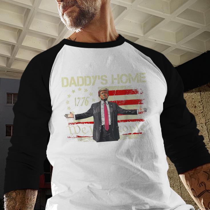 American Flag Trump 2024 Daddy's Home We The People Men Baseball Raglan Shirt