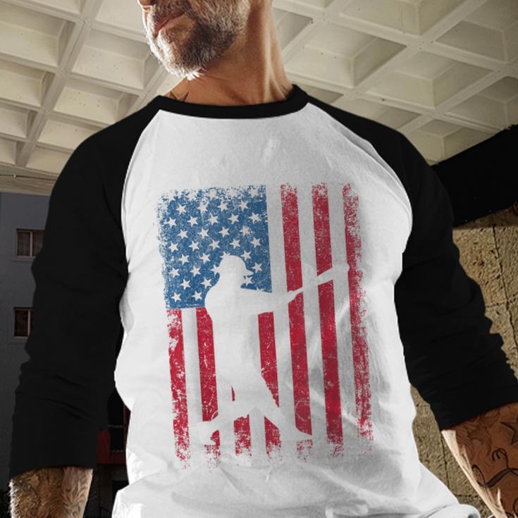 American Flag Vintage Baseball Flag Dad Mom Tee T-Shirt Men Baseball Raglan Shirt