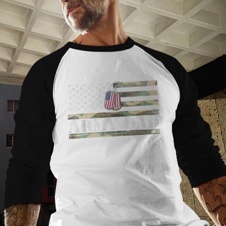 Army Dad With American Flag Camo For Veteran Day Women Kids Men Men Baseball Raglan Shirt