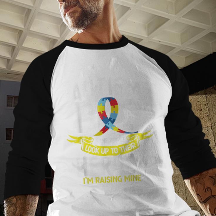 Autism Dad Some People Look Up To Their Heroes Autism Men Baseball Raglan Shirt Autism Dad Some People Look Up To Their Heroes Autism Men Baseball Raglan Shirt