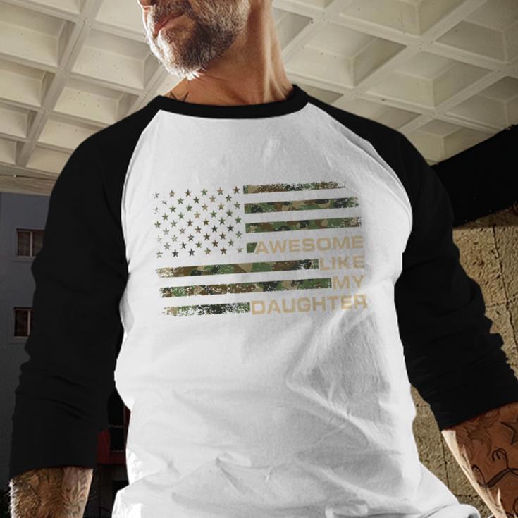 Awesome Like My Daughter Men Fathers Day American Flag Dad Men Baseball Raglan Shirt
