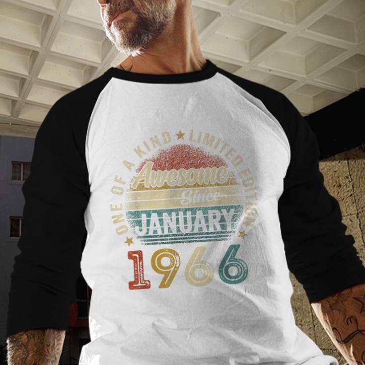 Awesome Since January 1966 60 Year Old 60th Birthday Men Dad Men Baseball Raglan Shirt