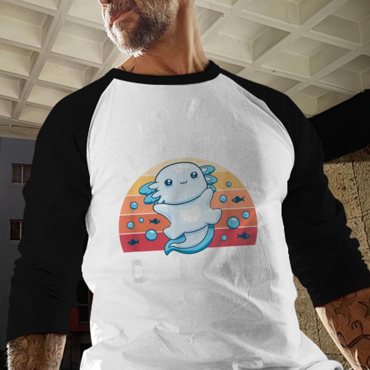 Axolotl Kids Teens Retro Sunset I Love My Daddy Men Baseball Raglan Shirt