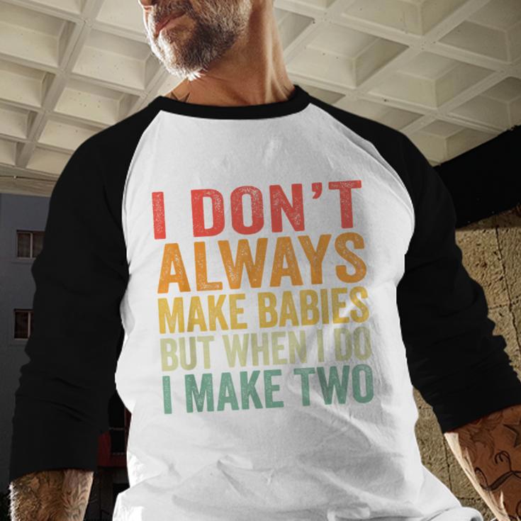 Baby Twins For Pregnant Mum Dad Men Baseball Raglan Shirt