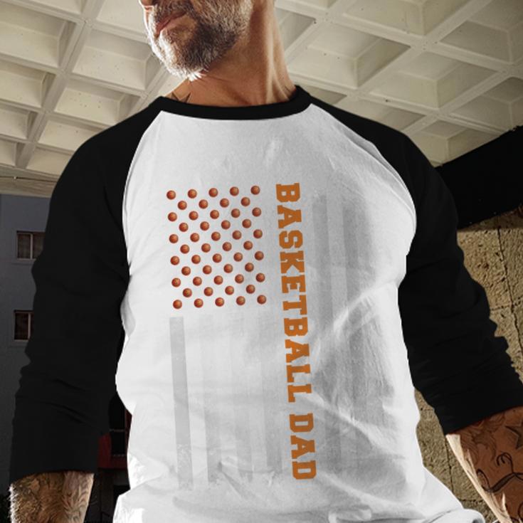 Basketball Dad USA US Flag Basketball Men Men Baseball Raglan Shirt