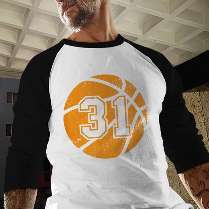 Basketball Player 31 Basketball Mom Dad Jersey Number 31 Men Baseball Raglan Shirt