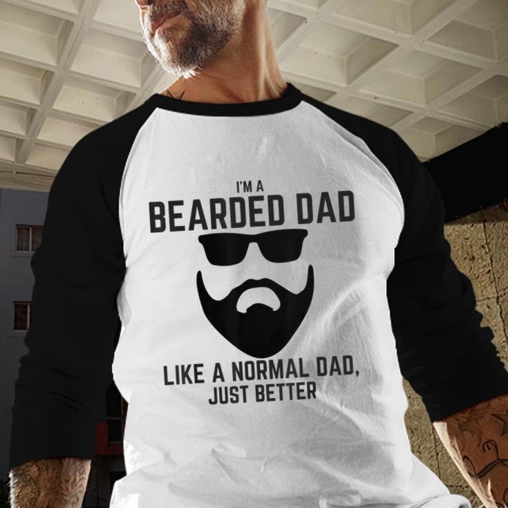 Bearded Dad Beard Humor Superhero Men Baseball Raglan Shirt