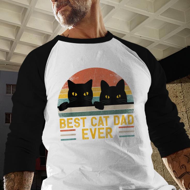 Best Cat Dad Ever Retro Style Cats Lover Men Baseball Raglan Shirt