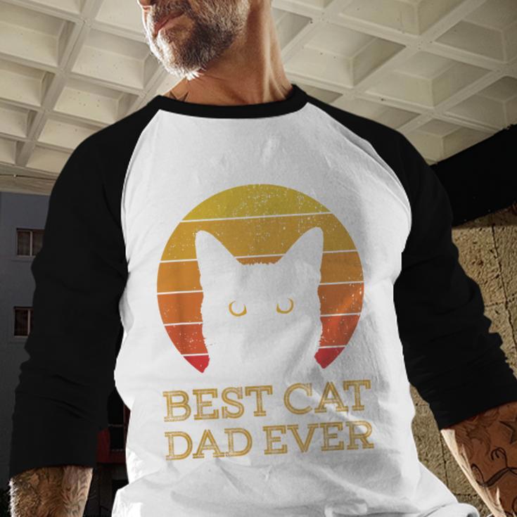 Best Cat Dad Ever Vintage Cat Daddy Fathers Day Men Baseball Raglan Shirt