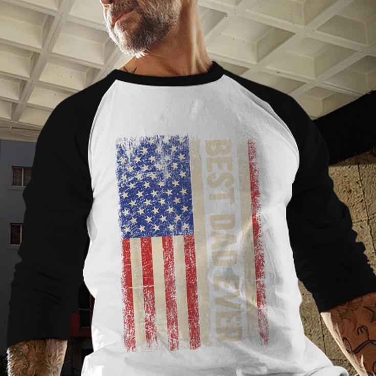 Best Dad Ever US American Flag For Father's Day Men Men Baseball Raglan Shirt