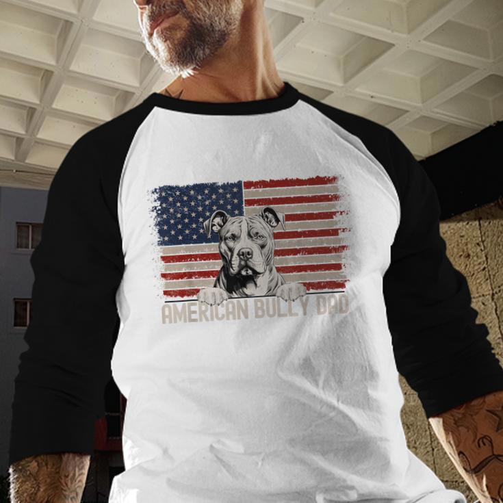 Best Dog Dad Ever American Flag American Bully Dad Men Baseball Raglan Shirt
