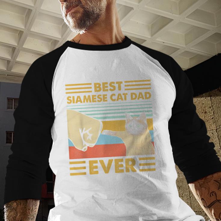 Best Siamese Cat Dad Ever Retro Vintage Sunset Men Baseball Raglan Shirt