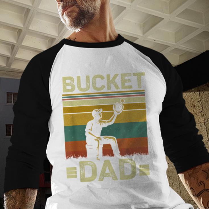 Bucket Dad Softball Dad Baseball Coach Father's Day Men Baseball Raglan Shirt