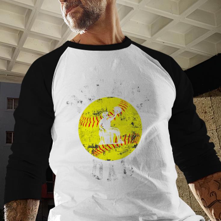 Bucket Dad Softball Dad Baseball Father's Coach Men Baseball Raglan Shirt