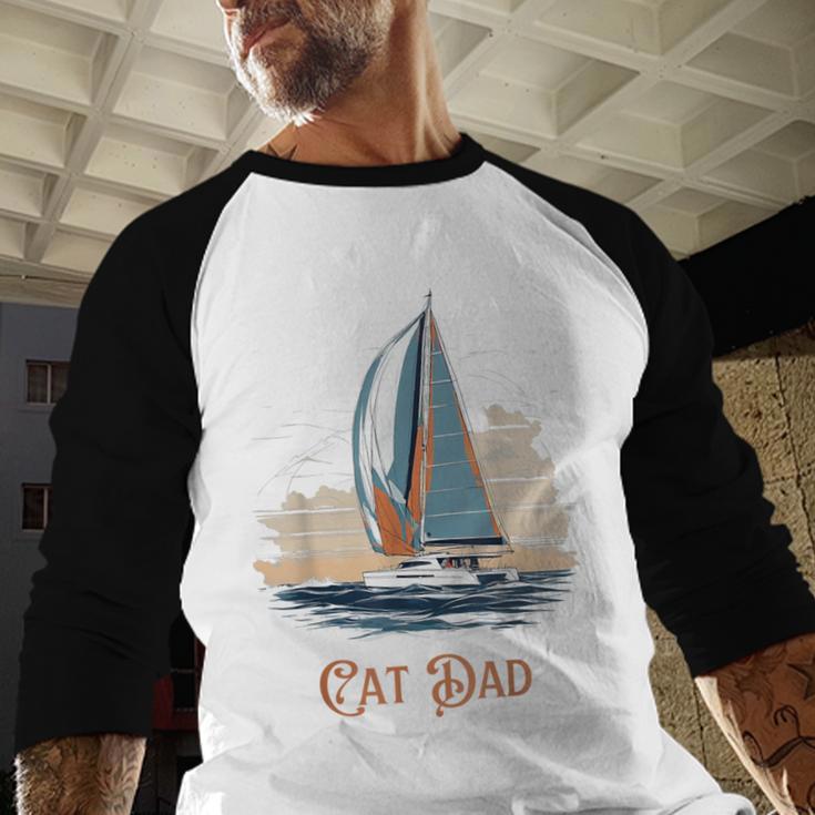 Cat Dad Vintage Catamaran Sailing Men Baseball Raglan Shirt