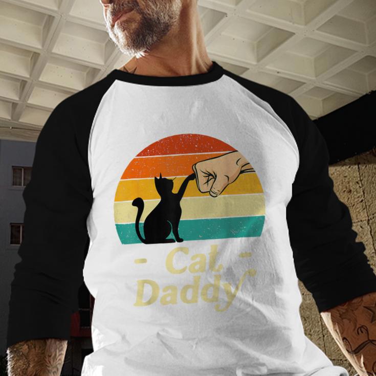 Cat Daddy Vintage Cat Lover Cat Dad Fathers Day Men Baseball Raglan Shirt