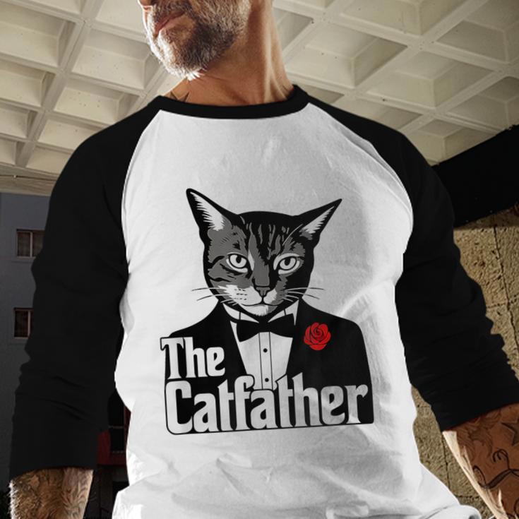 The Cat Father Cool Cat Dad Cat Lovers Men Baseball Raglan Shirt