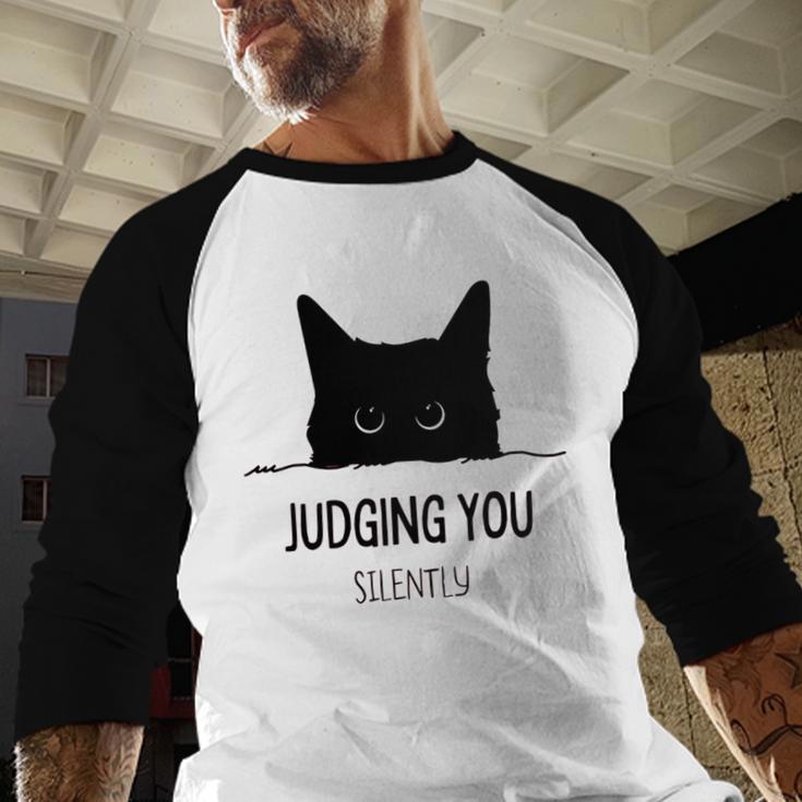 Cat Judging You Silently Cat Mom Dad Premium Tri-Blend Men Baseball Raglan Shirt