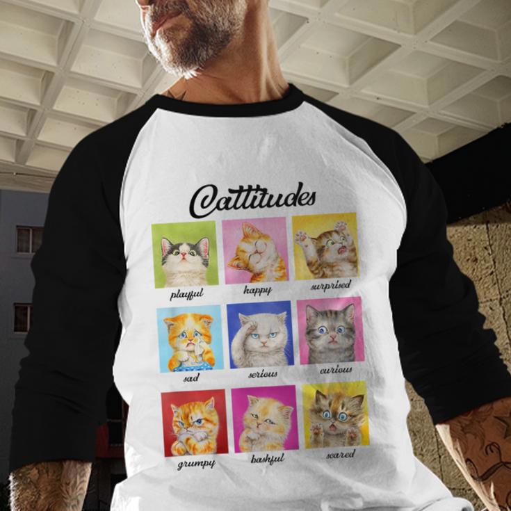Cat Lover Cat Mom Cat Dad Crazy Cat Lady Cattitudes Men Baseball Raglan Shirt