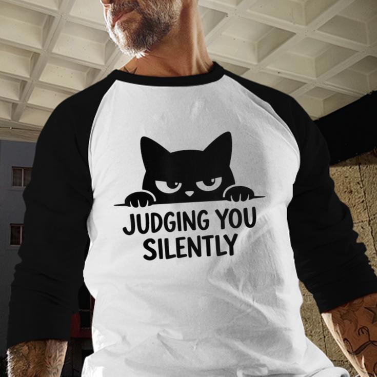 Cat For Cat Lover Mom Dad Cat Judging You Silently Men Baseball Raglan Shirt
