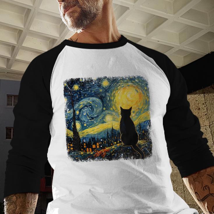 Cat Starry Night Van Gogh Cat For Cat Lover Cat Mom Cat Dad Men Baseball Raglan Shirt Cat Starry Night Van Gogh Cat For Cat Lover Cat Mom Cat Dad Men Baseball Raglan Shirt