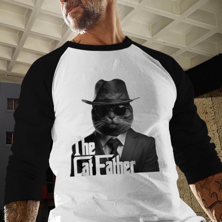 The Catfather Fathersday Best Birthday Cat Dad Men Baseball Raglan Shirt