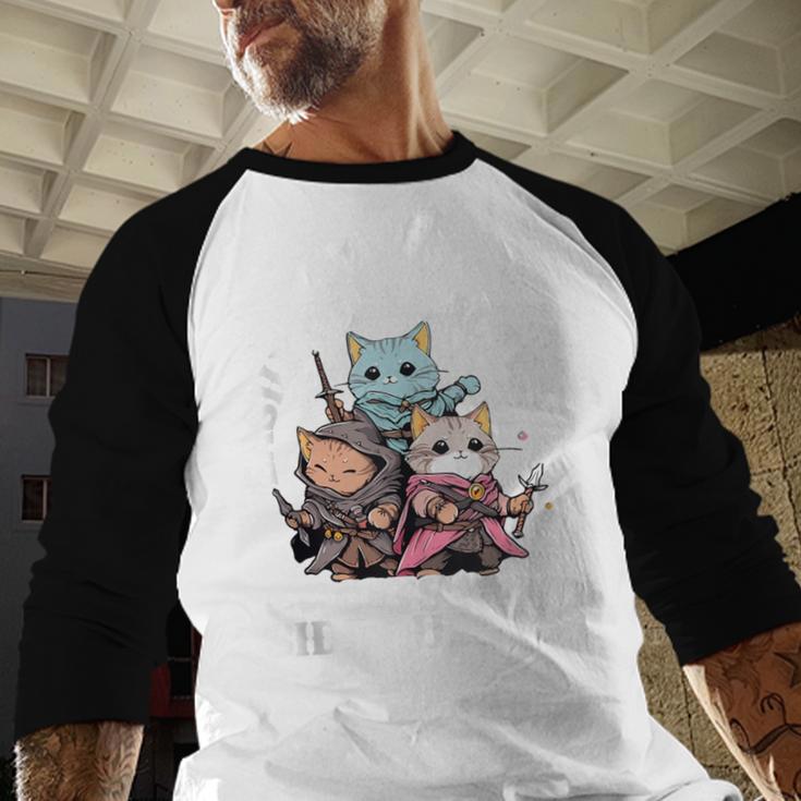 Cats Side Quest Distracted Tabletop Men Women Kids Dad Men Baseball Raglan Shirt