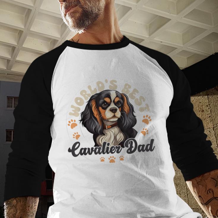 Cavalier King Charles Spaniel Dog World's Best Cavalier Dad Men Baseball Raglan Shirt
