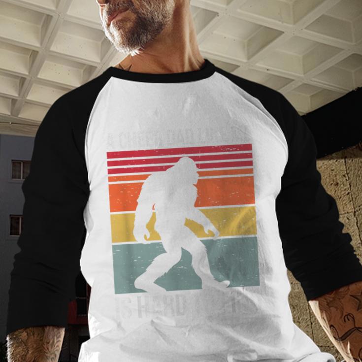 Cheer Dad Cheerleading Bigfoot Men Baseball Raglan Shirt