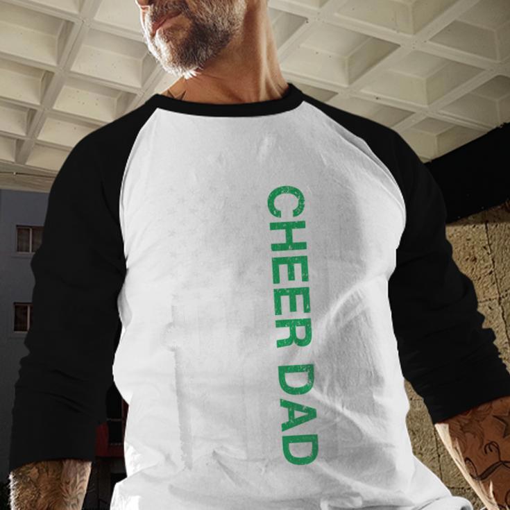 Cheer Dad Flag Green Cheerleading Men Baseball Raglan Shirt