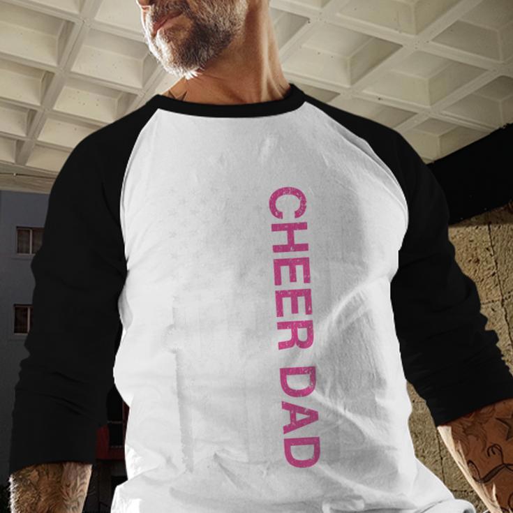 Cheer Dad Flag Pink Cheerleading Men Baseball Raglan Shirt