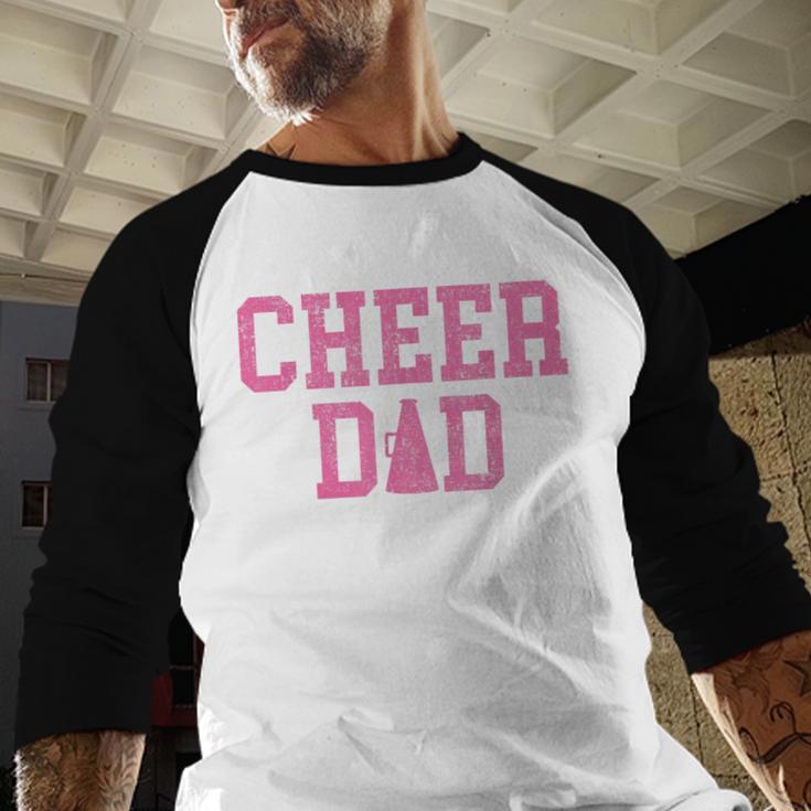 Cheer Dad Vintage Retro Cheerleading Pink Men Baseball Raglan Shirt
