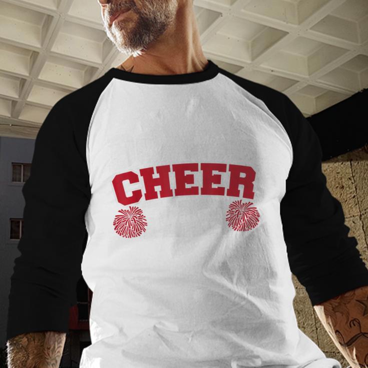 Cheer Stepdad Bonus Cheer Dad Red Men Baseball Raglan Shirt