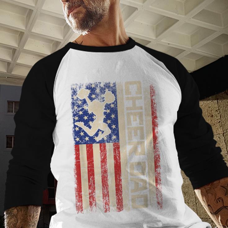 Cheerleader Dad Cheer Dad American US Flag Father Team Men Baseball Raglan Shirt Cheerleader Dad Cheer Dad American US Flag Father Team Men Baseball Raglan Shirt