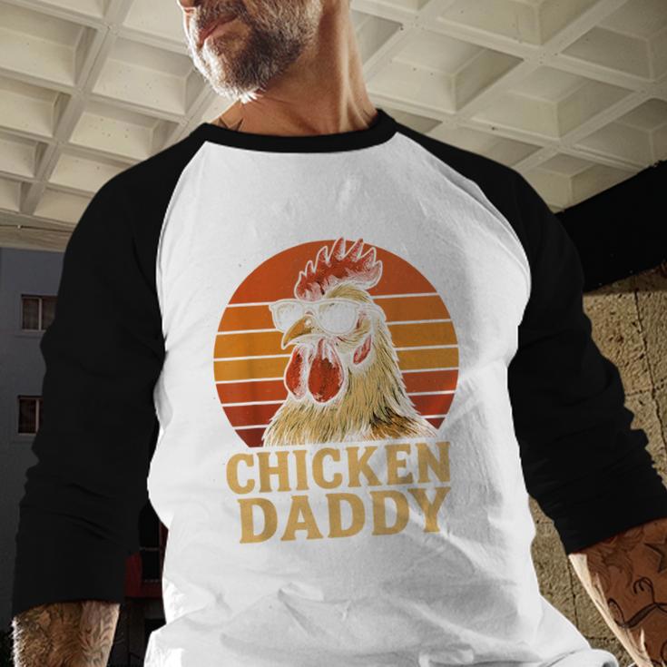 Chicken Daddy Vintage Chicken Dad Farmer Poultry Farmer Men Baseball Raglan Shirt