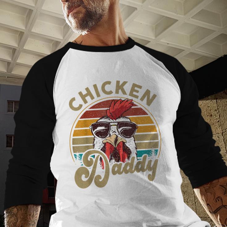 Chicken-Shirt Rooster Daddy Vintage Farmer Dad Father Men Baseball Raglan Shirt