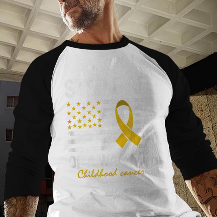 Childhood Cancer Survivor Support Step Dad Of A Warrior Men Baseball Raglan Shirt