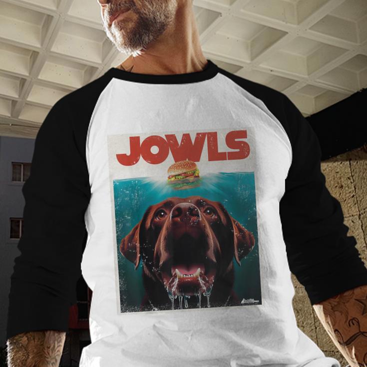 Chocolate Lab Jowls Labrador Retriever Dog Mom Dad Men Baseball Raglan Shirt