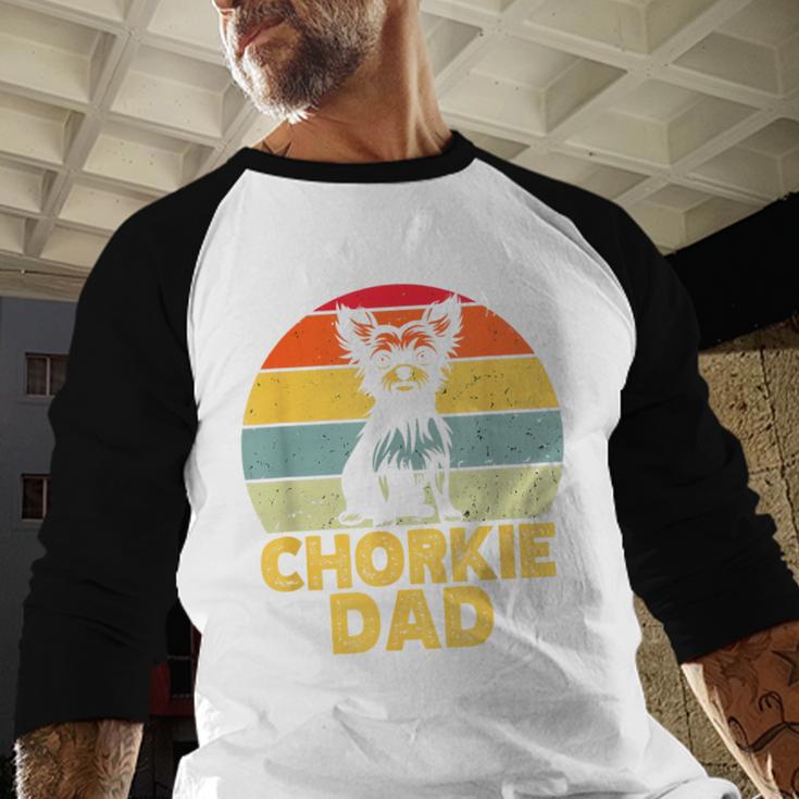 Chorkie Dad Retro Sunset Chihuahua Yorkie Mix Lover Men Baseball Raglan Shirt