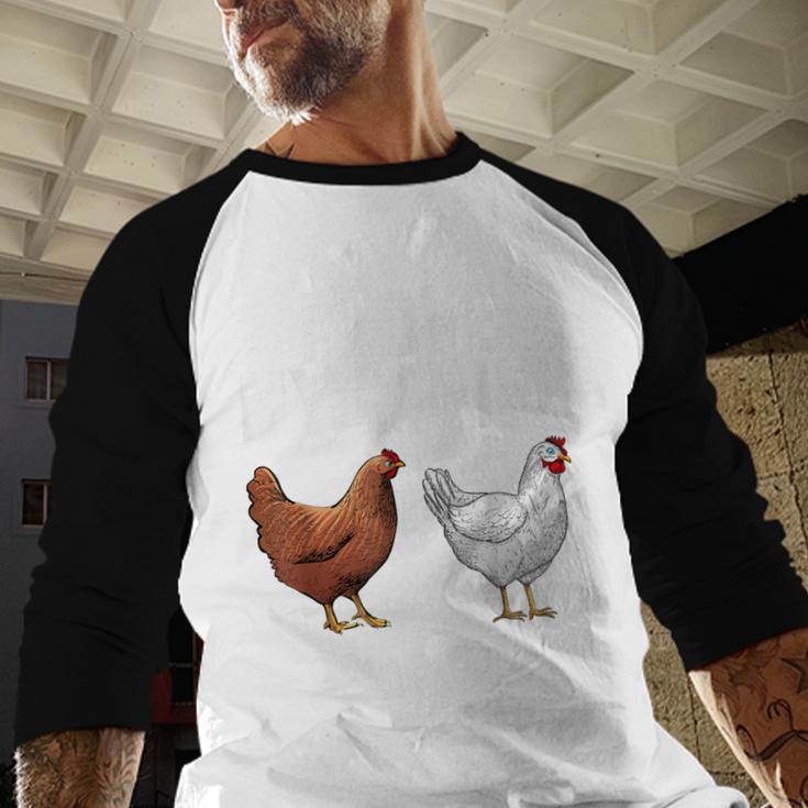 Cool Chicken Art For Men Women Dad Rooster Chicken Farmer Men Baseball Raglan Shirt
