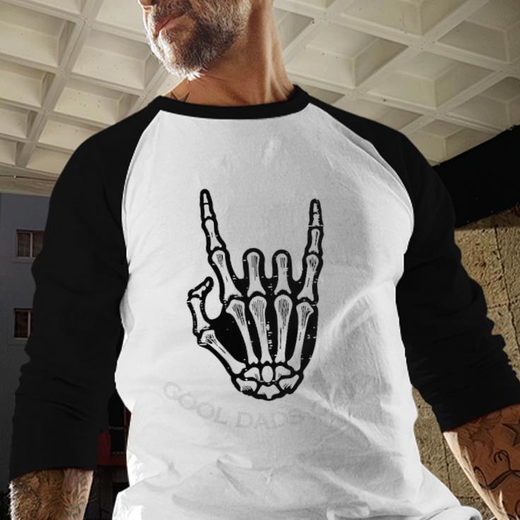 Cool Dads Club Skeleton Rock Pocket Fathers Day Rocker Hand Men Baseball Raglan Shirt