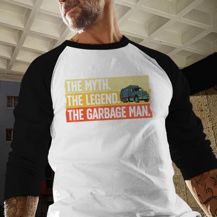 Cool Garbage Man Art For Men Dad Father Garbage Dump Truck Men Baseball Raglan Shirt
