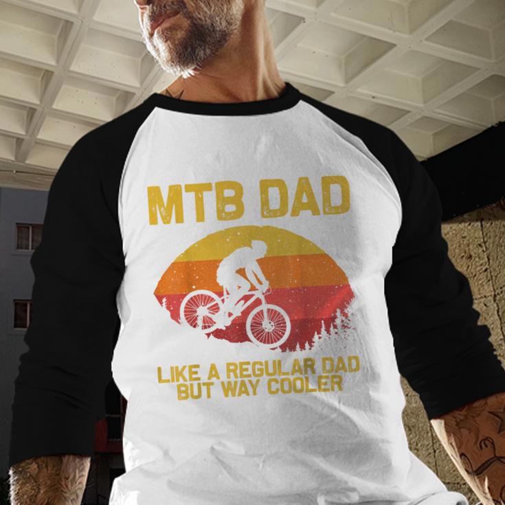 Cool Mountain Biking For Dad Father Biker MTB Bicycle Bike Men Baseball Raglan Shirt