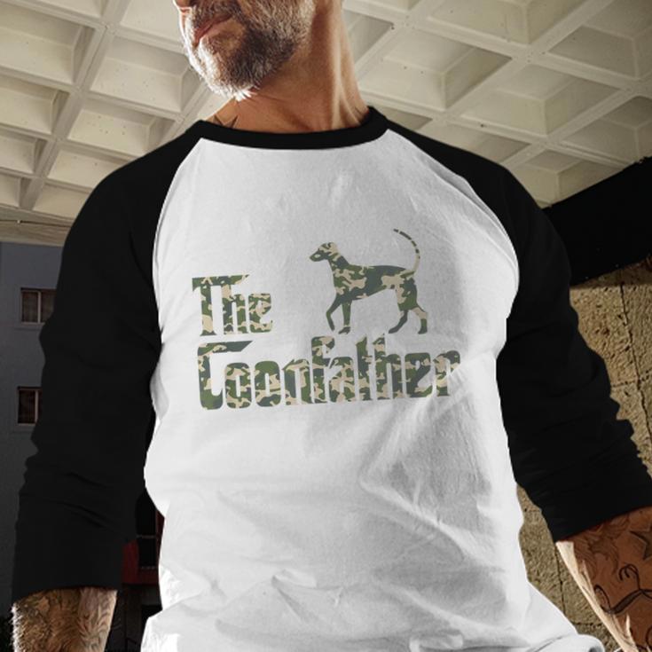 Coonfather Coon Hunting Dogs Coonhound Dad Men Baseball Raglan Shirt